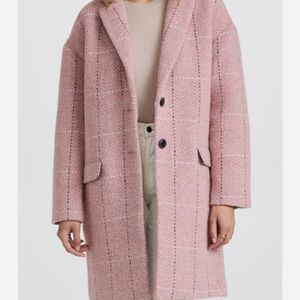 rag & bone Pink Pea Coat with Oversized Fit and Notched Lapel